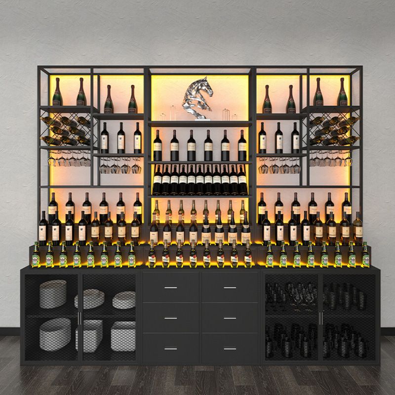 Metal Floor Wine Glass Rack Modern Style Wine Bottle Holder for Indoor