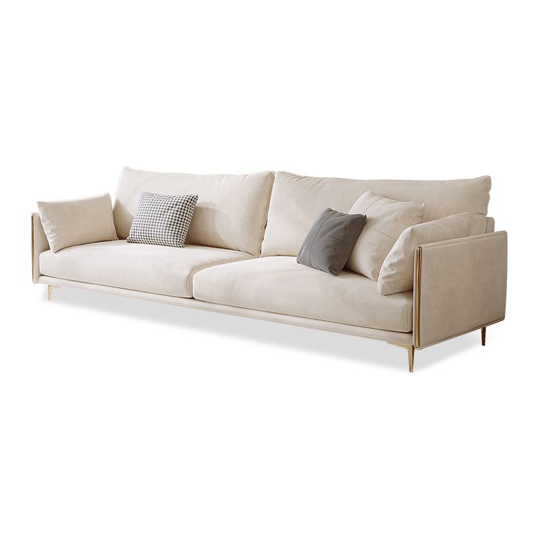 Contemporary Square Arm Settee Couch with Pillows in Beige for 1/2/3/4people