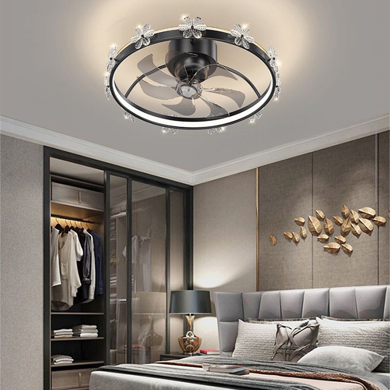 7-Blade Modern Ceiling Fan Metallic Polish Finish Fan with Light for Home