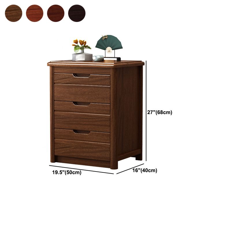 27 Inch H Nightstand Modern Solid Wood 3-Drawer Night Table in Brown