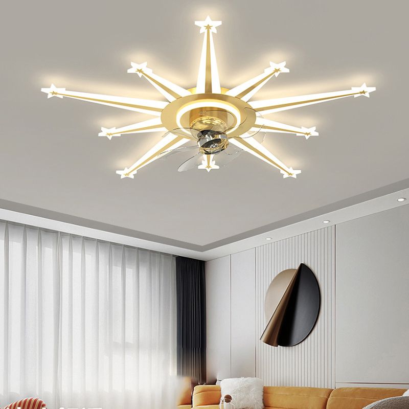 7-Blade LED Fan with Light Contemporary Golden/Black Ceiling Fan for Home