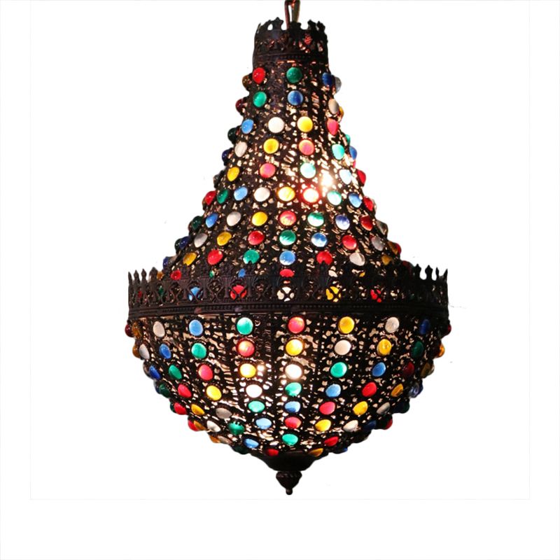 Metaal traan kroonluchter lamp armatuur decoratief 2 lichten restaurant hangende lamp in zwart