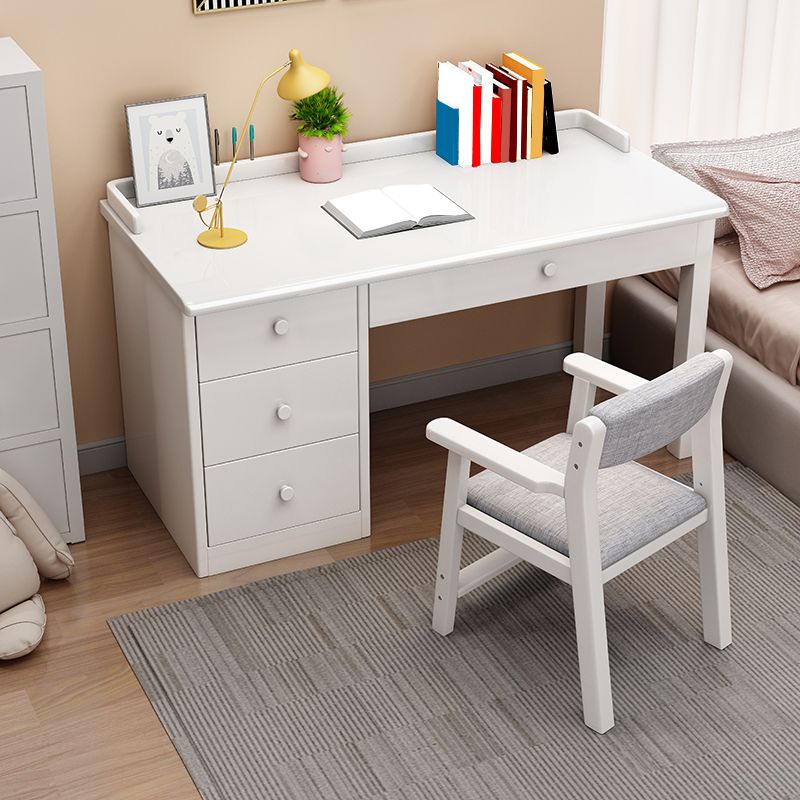 Children's Desk with 4 Storage Drawers in Solid Wood Writing Desk