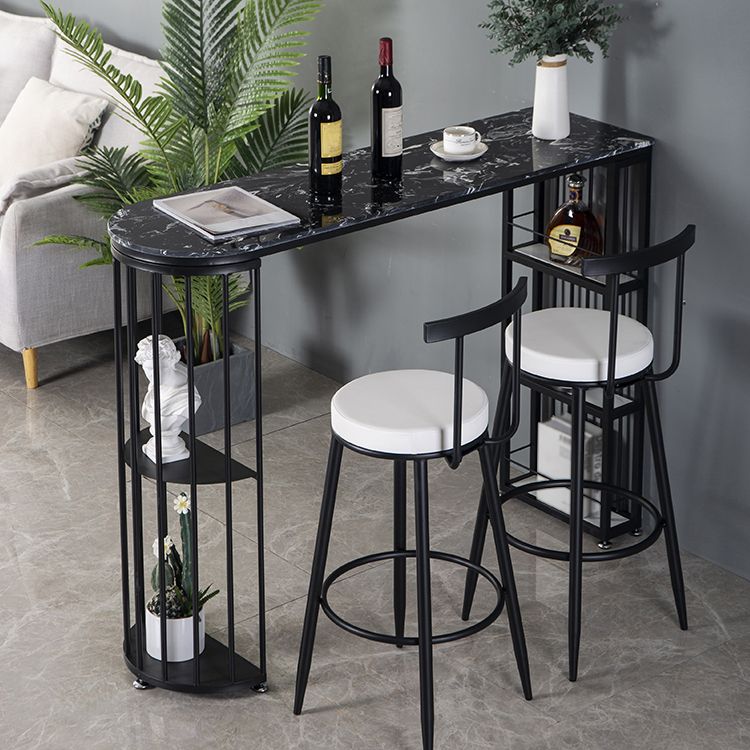 Marble Bistro Bar Desk with Specialty Table Top Double Pedestal Table - 41.3" H