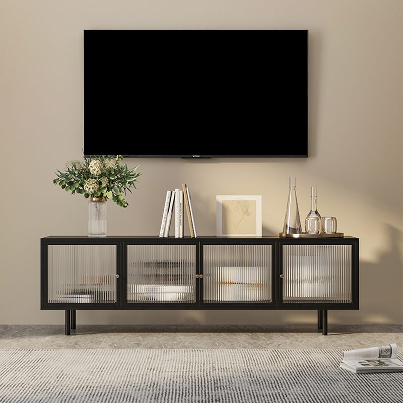 19.69"H TV Stand Enclosed Storage Industrial Style TV Console with Doors