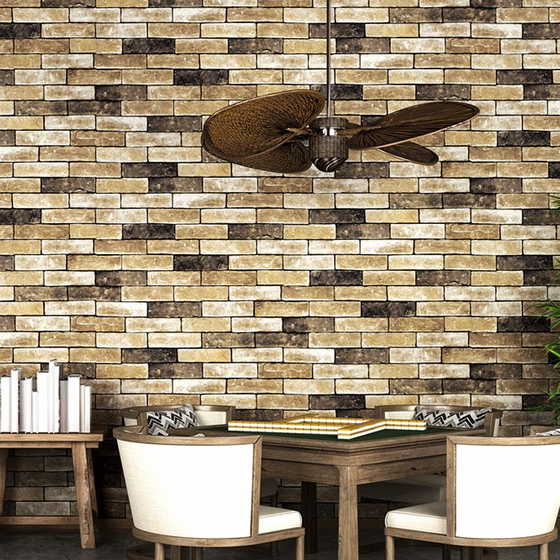 Brick Effect Wallpaper Countryside Moisture Resistant Restaurant Wall Covering, 57.1-sq ft