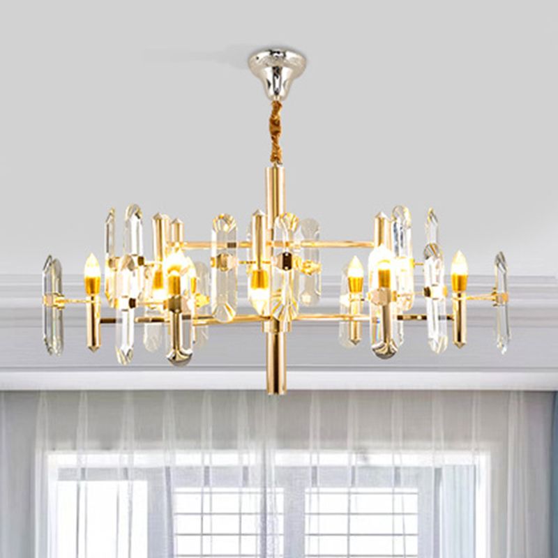 Sputnik Suspension Light Artistic Clear K9 Crystal Living Room Chandelier Light in Gold