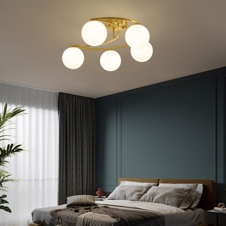 Sputnik Semi Flush Mount Modern Glass Flush Ceiling Light Fixture for Bedroom