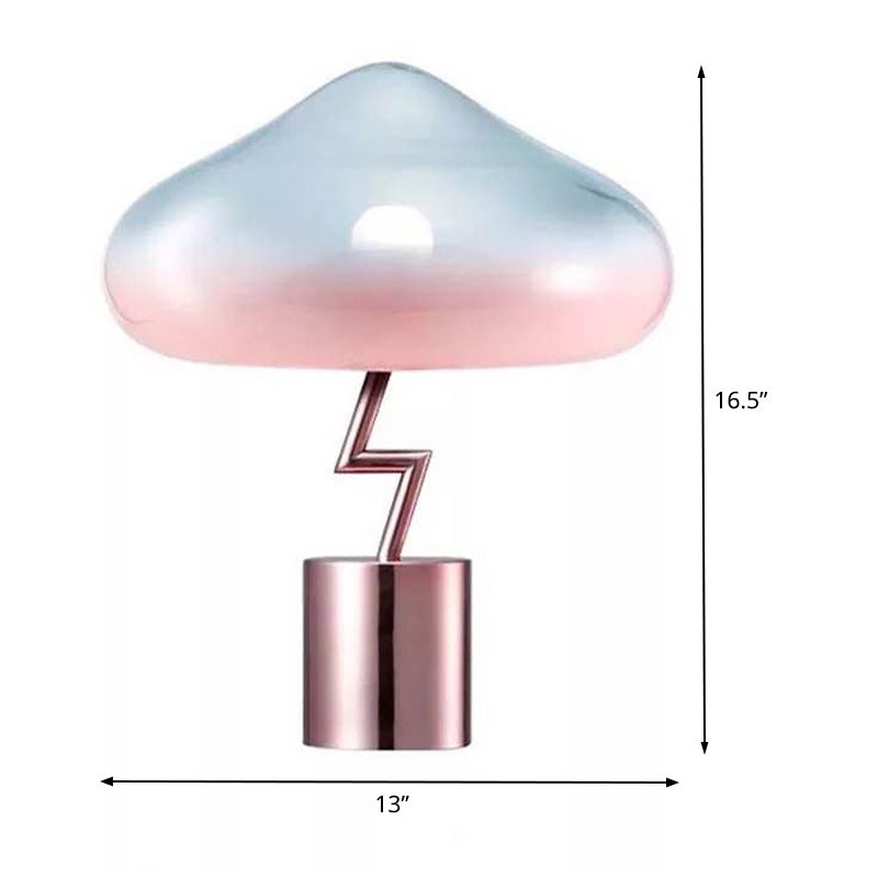 Mushroom Desk Light Modernist Pink and Blue Glass 1 Bulb Bedroom Night Table Lamp