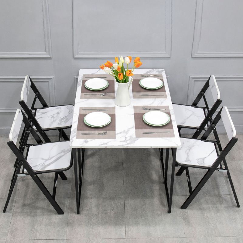 Set da pranzo tradizionale in stile moderno con tavolo fogliare rimovibile e base di cavalletto