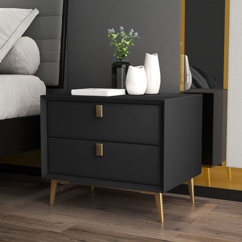 18.5" Tall 2-drawer Night Table Solid Wood Bedside Cabinet with Legs