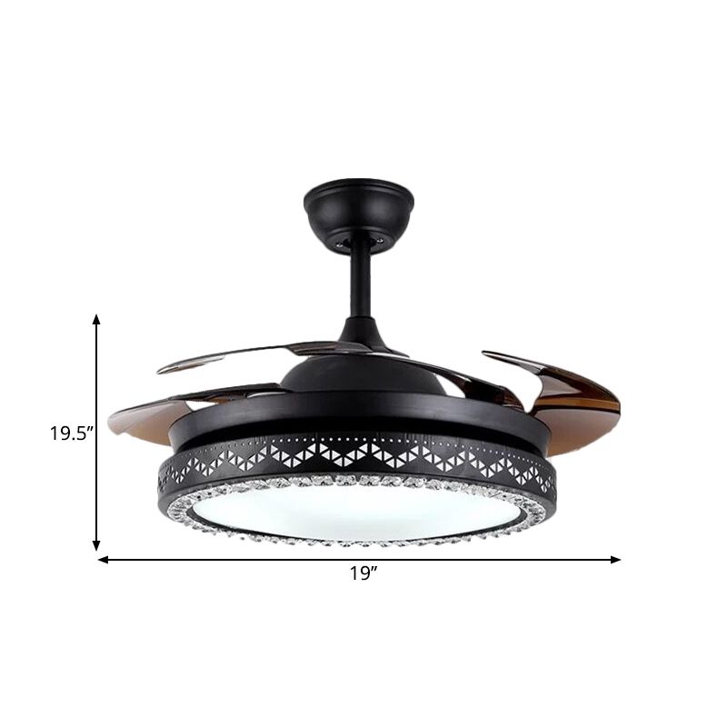 Restaurant circulaire plafond lampe à fans acrylique 19 "LED de large Éclairage semi-rinceur simple en noir / or