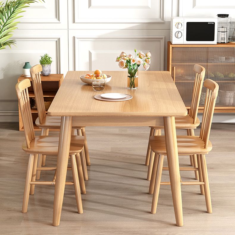 Set da tavolo da pranzo in legno massiccio moderno con mobili da pranzo a base di 4 gambe per uso domestico