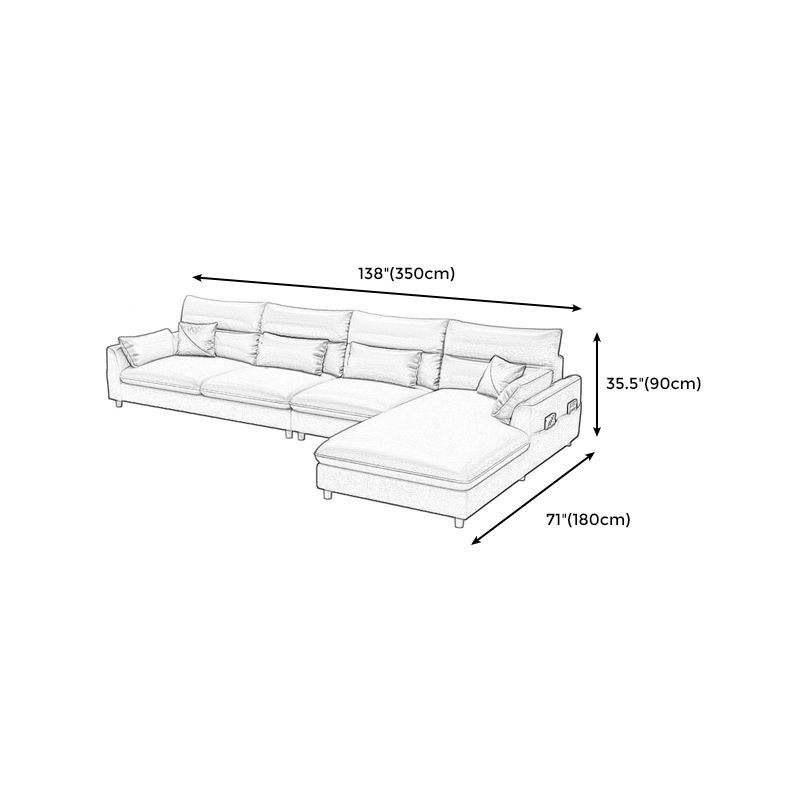 Faux Leather Square Arm Sectional Modern Stain-Resistant Sofa and Chaise for Apartment