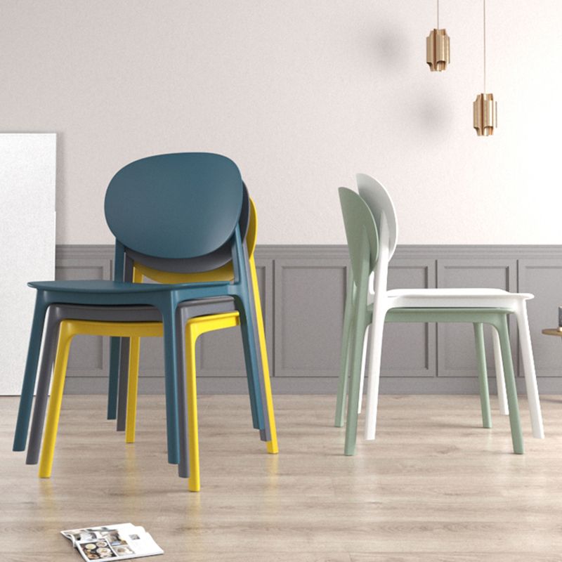 Plastic Contemporary Armless Chair Dining Room Open Back Chair