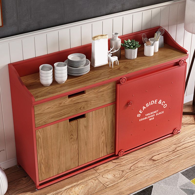 1 Drawer Sideboard Table 3 Door Engineered Wood Credenza with Sliding Door