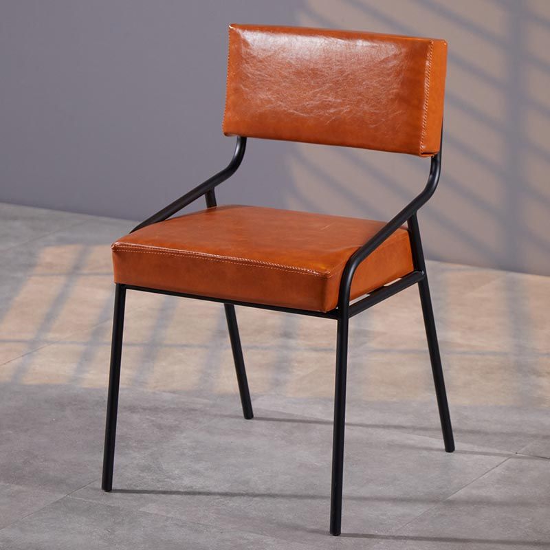 Upholstered Open Back Side Chair Industrial Leather Dining Chair