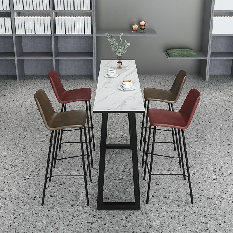 Rectangle Stone Bistro Accent Dining Table Industrial Sled Indoor Pub Table