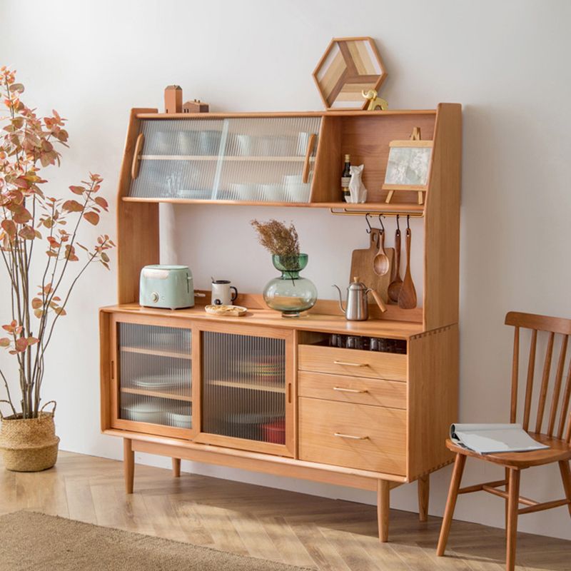 Modern Hutch Buffet Glass Door Hutch Cabinet for Dining Room