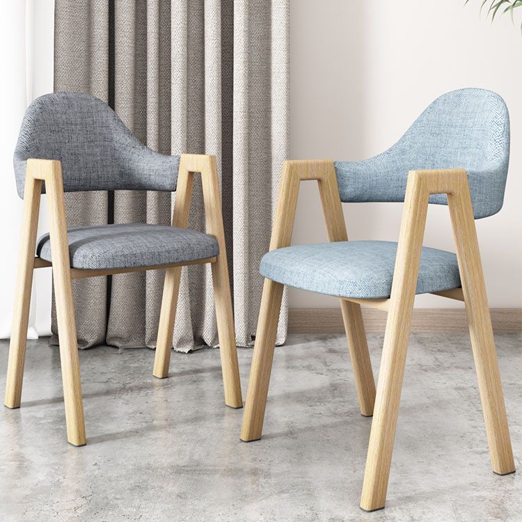 Modern Fabric Dining Chair with Arms Matte Finish Open Back Side Chair