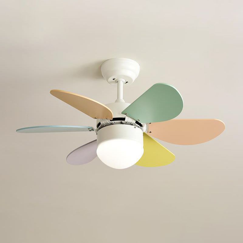 Nordic Style Wooden Ceiling Fan Lamp Colorful Ceiling Fan Light for Children's Room