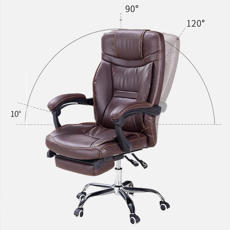 Modern Padded Arms Office Chair Leather Adjustable Seat Height Chair