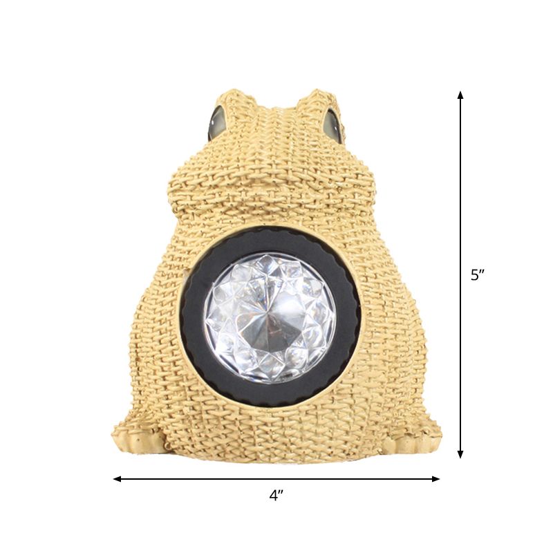 Cottage LED Solar Ground Light Yellow Faux Weaving Bird/Snail/Frog Table Lamp with Resin Shade