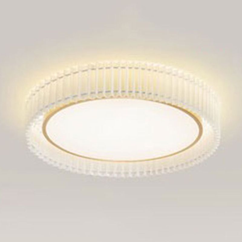 Modern Metal Flush Mount Circle Shape Ceiling Light with Fabric Shade for Living Room