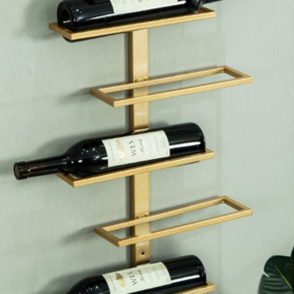 Glam Wall Mounted Wine Rack Bottle Metal Bottle Holder in Gold