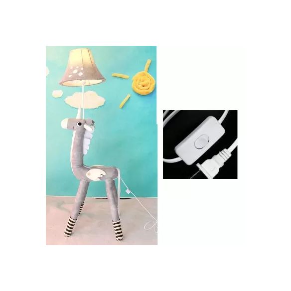 Cartoon Long Neck Animal Floor Light 1 Light Fabric Floor Lamp for Living Room Kindergarten