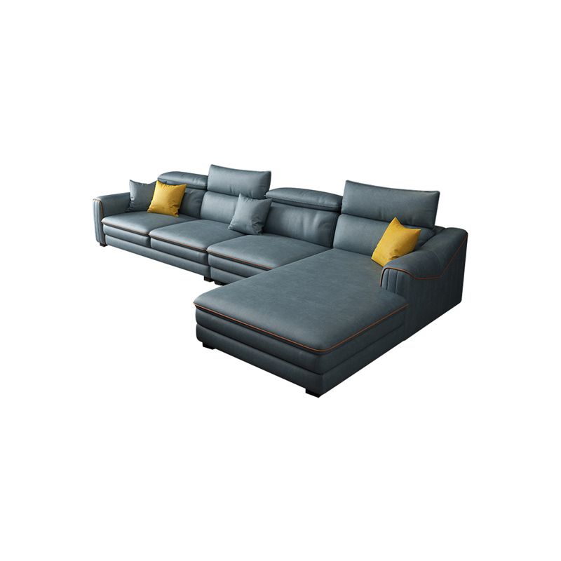 35.43"H Modern Cushion Back Sectional Faux Leather Square Arm Sofa and Chaise