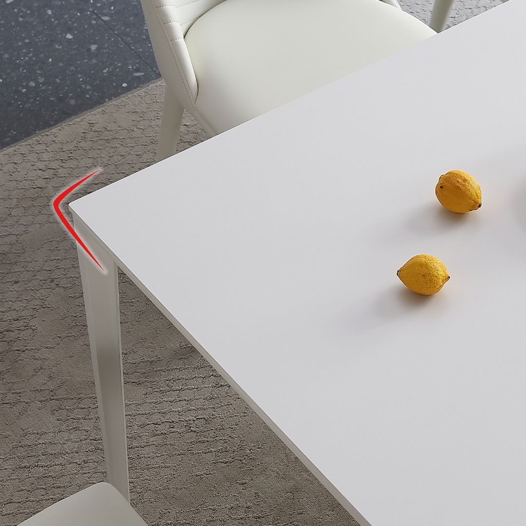 Moderne witte rechthoekige vorm eettafel gesinterde stenen keuken eettafel met 4 potenbasis