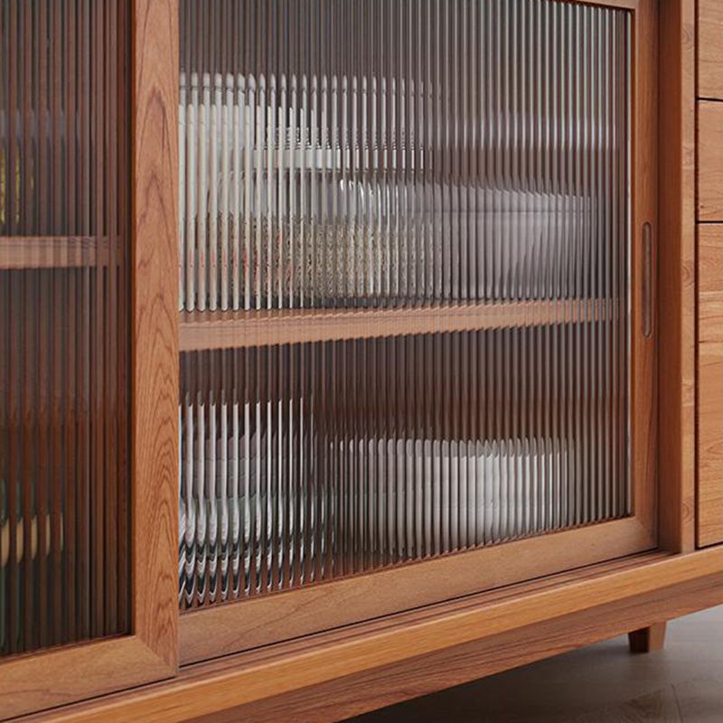 Contemporary Glass Doors Dining Hutch Pine Hutch Buffet with Doors