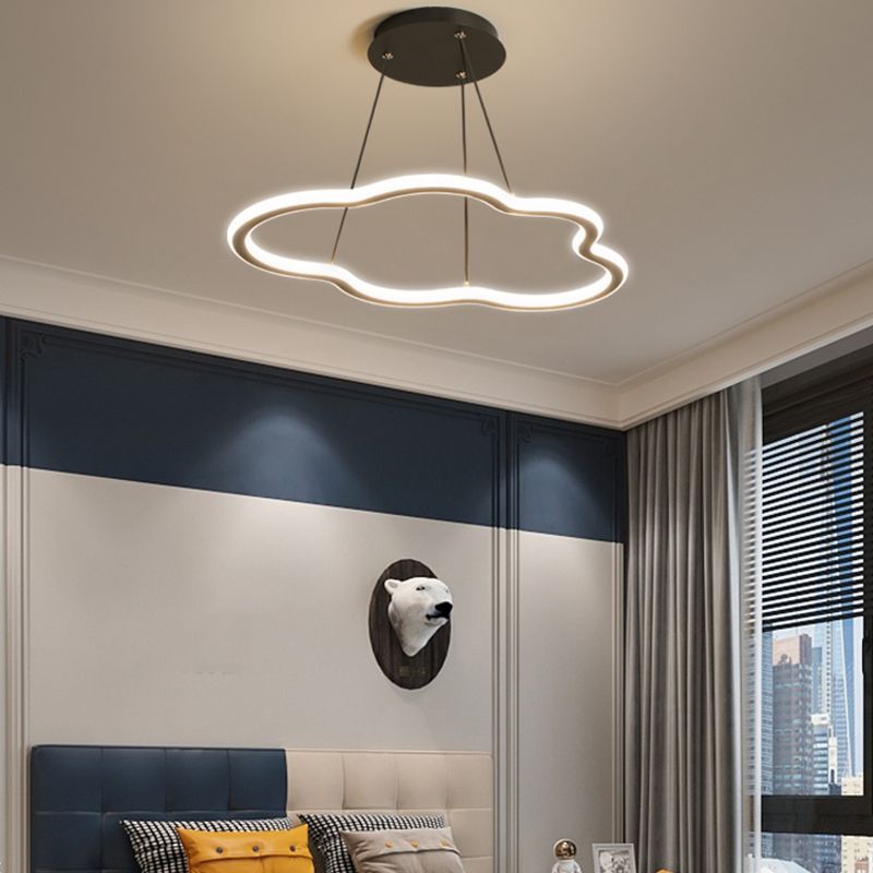 Cloud Shape Metal Pendant Light Fixture Modern Style 1 Light Hanging Light in Black