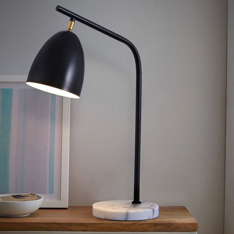 Simple Stylish Conical Desk Lamp with Marble Base Metallic 1 Light Bedside Reading Book Light in Black/White