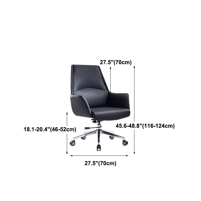 Leather Office Chair Fixed Arm Task Chair for Home and Office