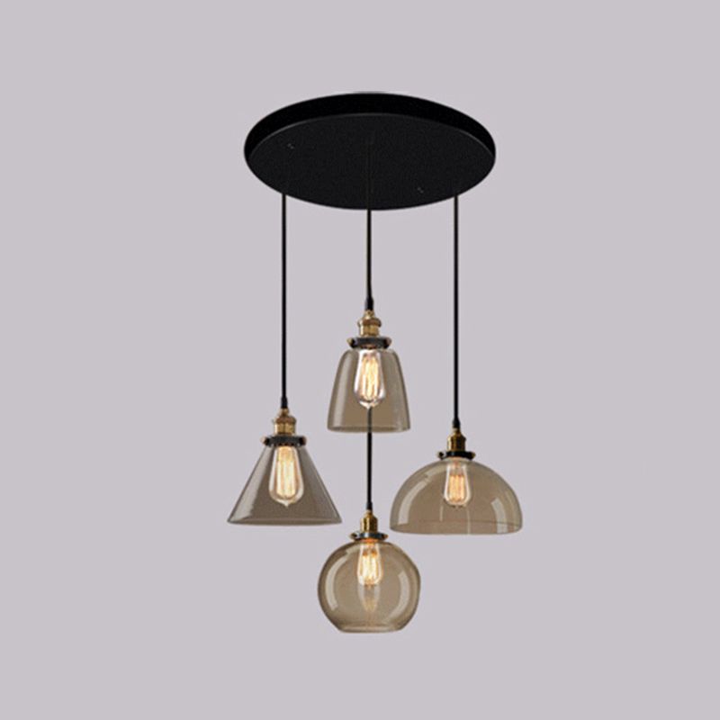 Single Light Industrial Style Pendant Light Fixture Glass Hanging Light