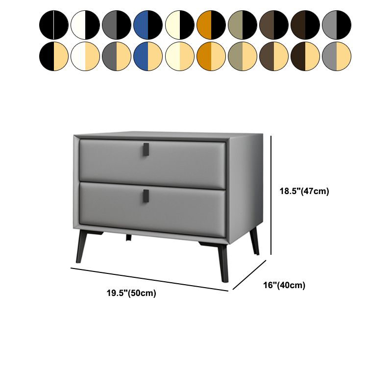 Wood Nightstand Or End Table, 18.5" Tall Night Table with 4 Legs and 2 Drawers