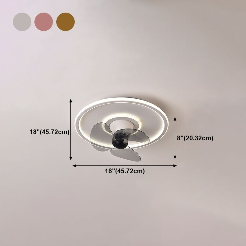 Nordic Round Fan Light Metal 20" Wide LED Flush Mount Light for Living Room