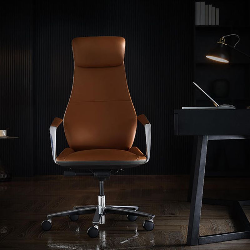 Modern Office Chair Leather Tilt Mechanism No Distressing Ergonomic Chair with Wheels