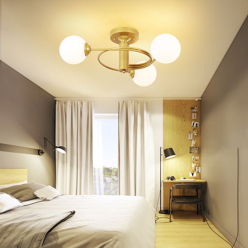 3/5-Light Black/Golden Modern Flush Mount Lighting LED Ceiling Light for Bedroom