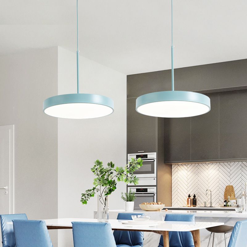 Minimalistic LED Hanging Pendant Light Circular Ceiling Lamp with Acrylic Shade for Dining Room