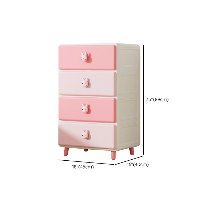 Northern European Vertical Kids Nightstand Pink/Brown Plastic Nursery Dresser for Room