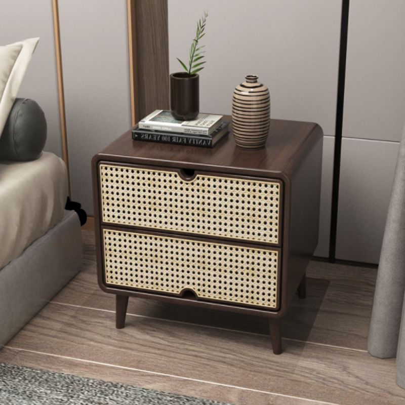 Wicker & Rattan Bed Nightstand Contemporary Night Table for Bedroom