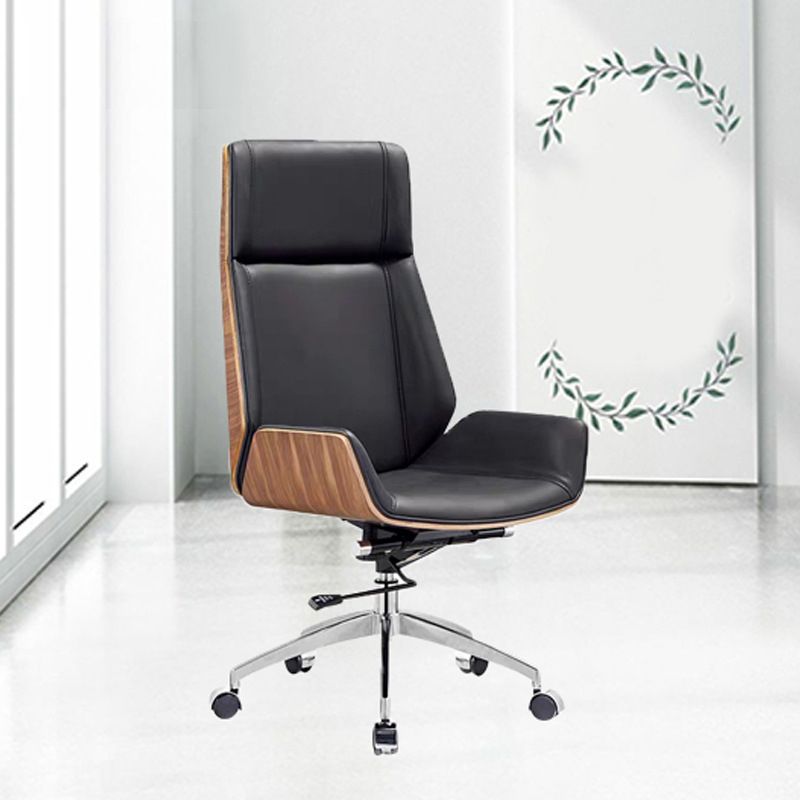 Contemporary High Back Office Chair Black Executive Faux Leather Chair