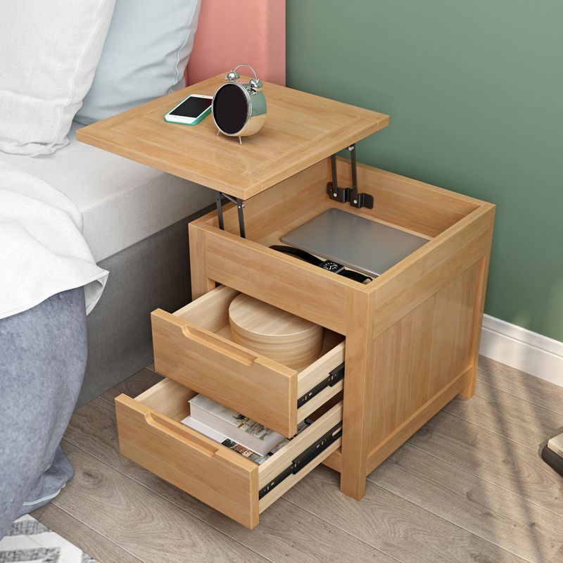 Modern Solid Wood Bed Nightstand 2-Drawer Shelf Included 22 Inch H Nightstand with Legs