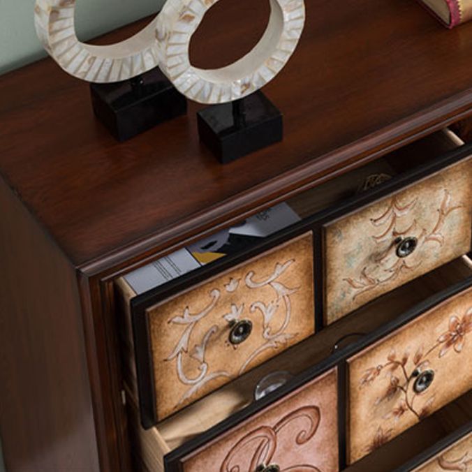 Traditional Dresser Bedroom Solid Wood Storage Chest in White and Brown