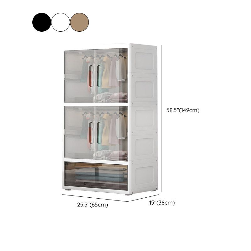 Modern Style Youth Armoire Plastic Door Included Kid's Wardrobe for Home