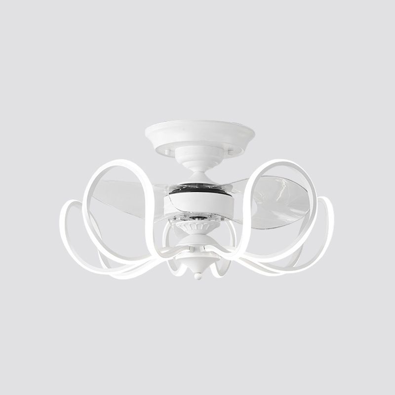 Ventilateur suspendu en cage métallique Light Contemporain 25,5 "LED de large Semi Flush, 2 lames