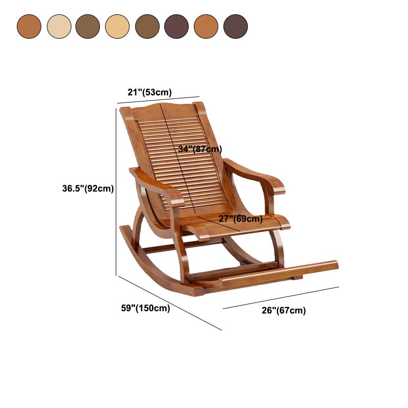 Traditional Rocking Chair Rubber Wood Frame Trapezoidal Back Indoor Rocking Chair